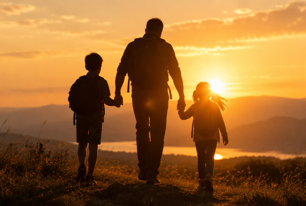 Family at sunset